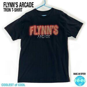 TRON Flynn's Arcade logo neon sign retro 80s movie t-shirt black 20in pit to pit